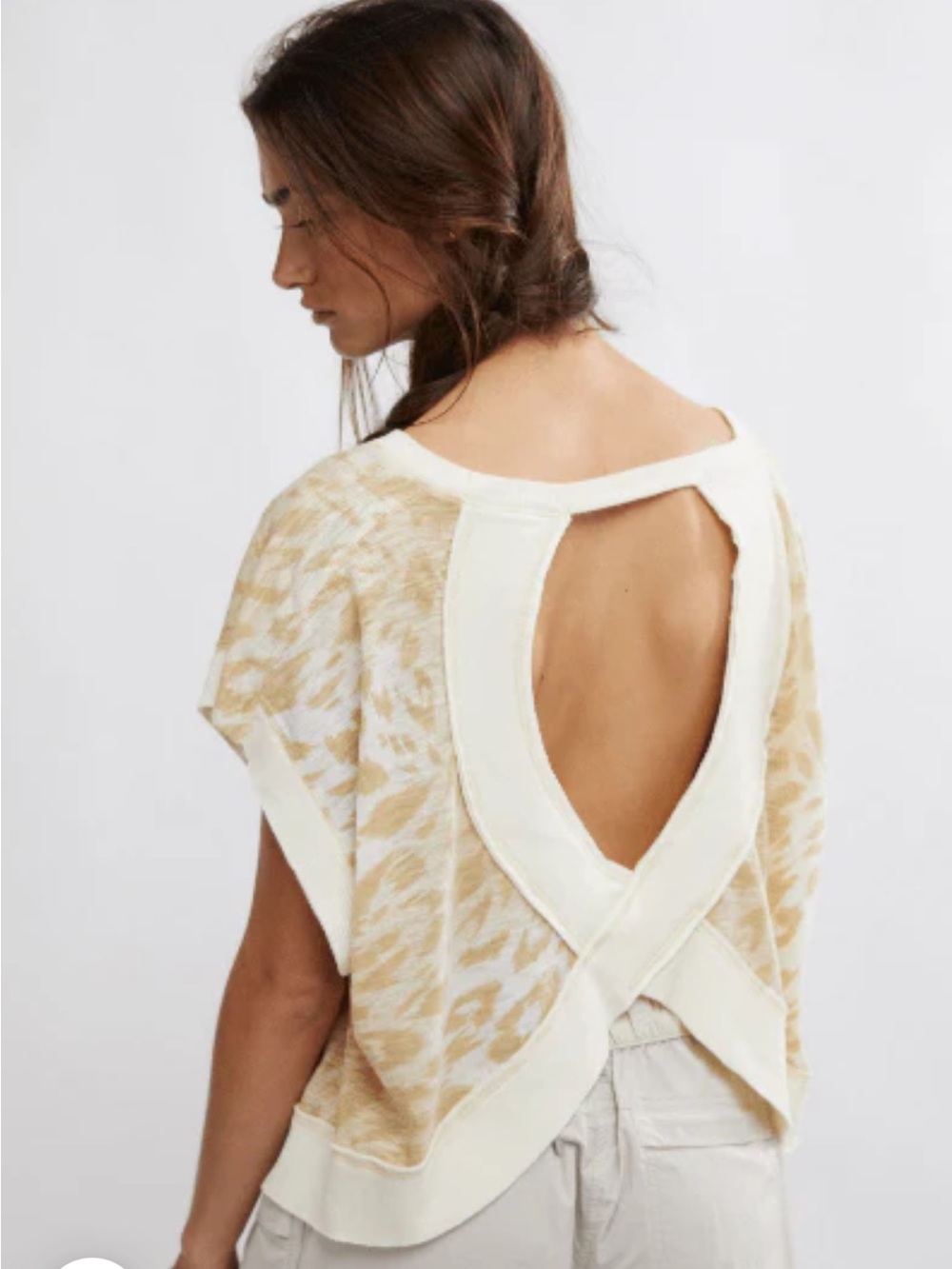 NWT $58 FP Movement Traveling Leopard Tee in Dune Combo. Oversized. - Picture 9 of 9